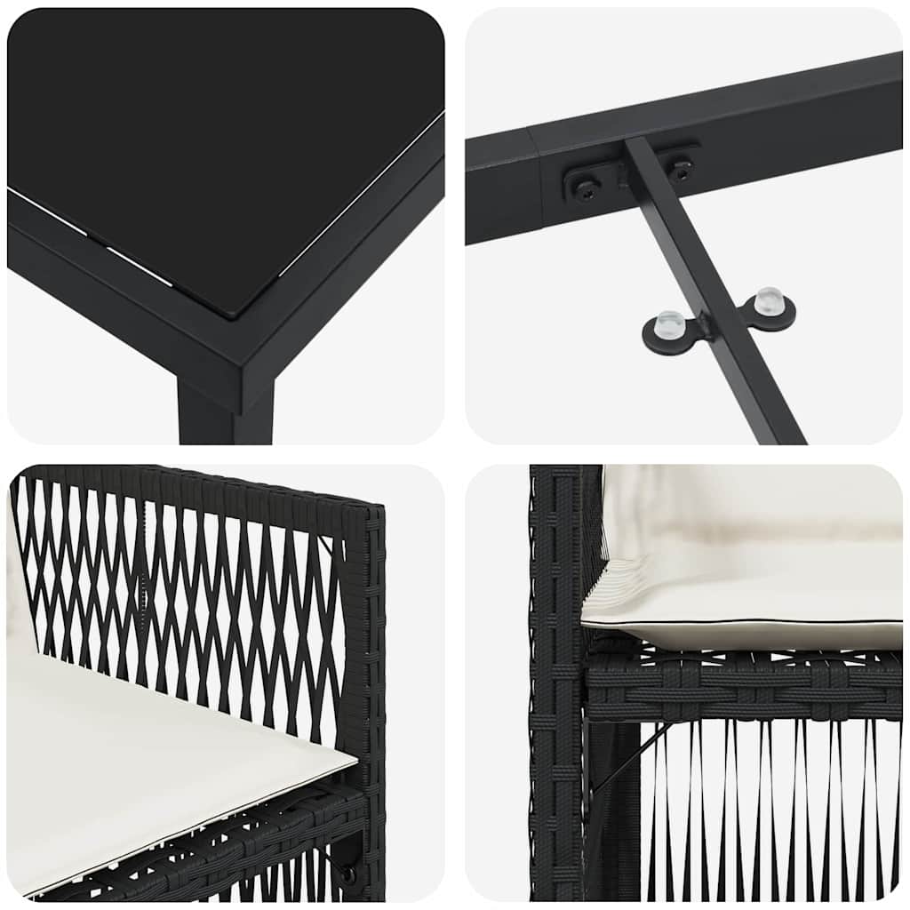 Garden Dining Set 5 pcs Black Powder-Coated Steel