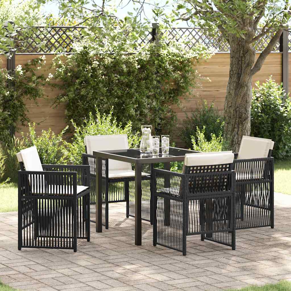 Garden Dining Set 5 pcs Black Powder-Coated Steel