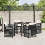 Garden Dining Set 5 pcs Black Powder-Coated Steel