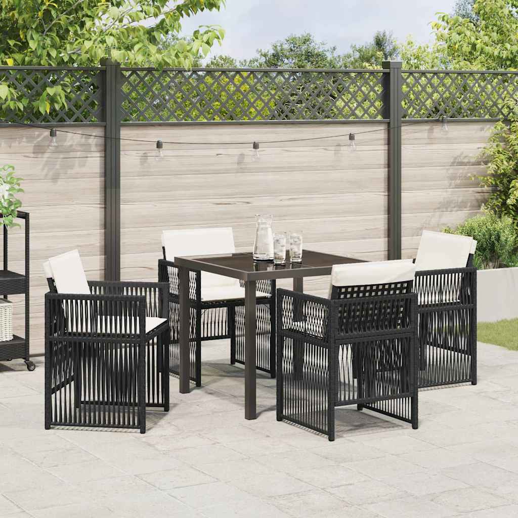 Garden Dining Set 5 pcs Black Powder-Coated Steel