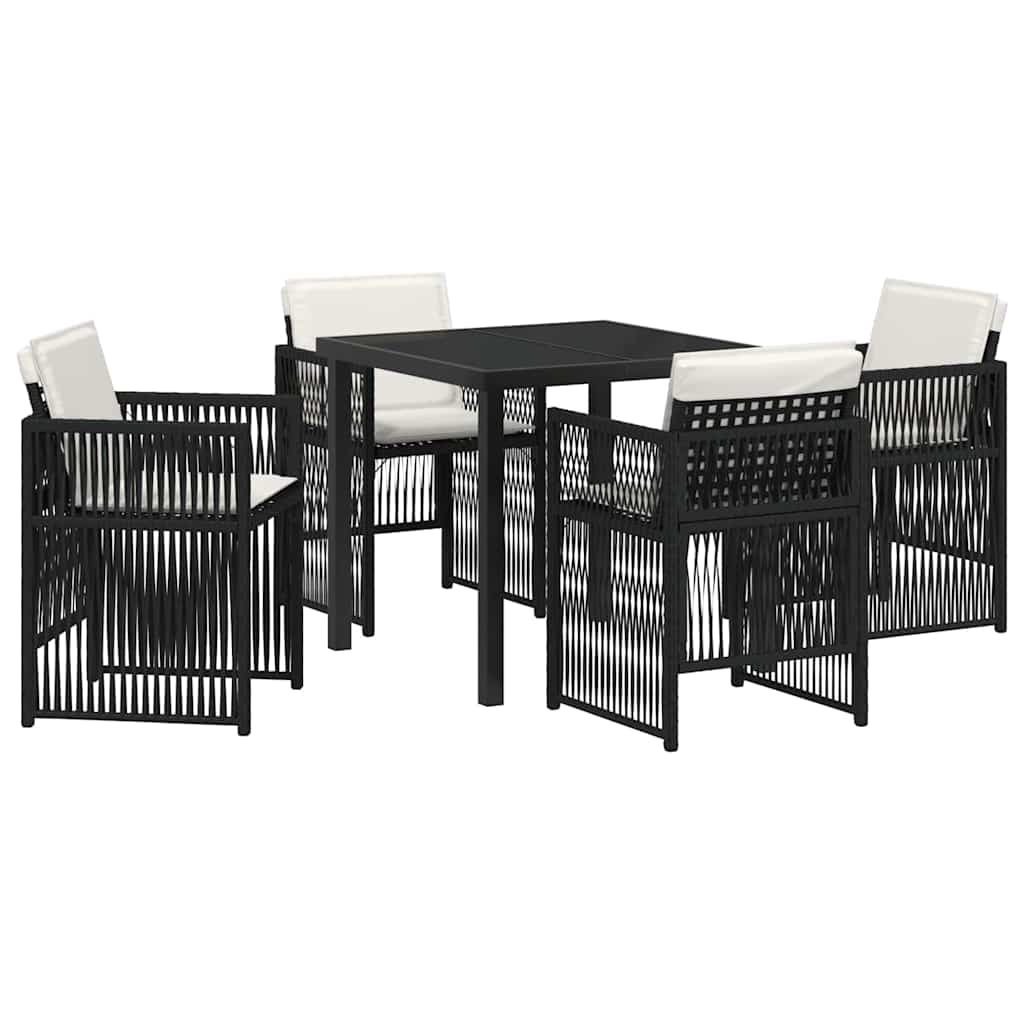 Garden Dining Set 5 pcs Black Powder-Coated Steel