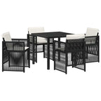 Garden Dining Set 5 pcs Black Powder-Coated Steel