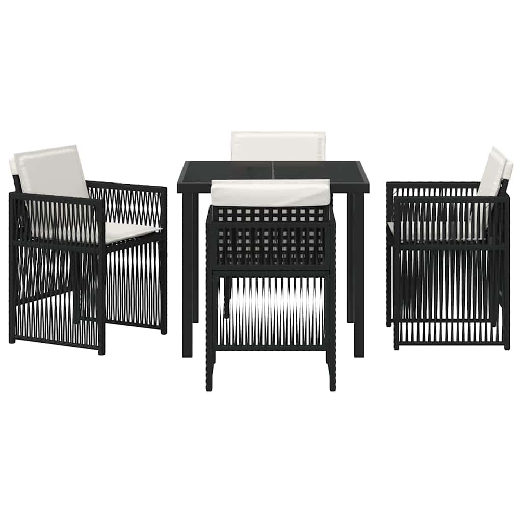 Garden Dining Set 5 pcs Black Powder-Coated Steel