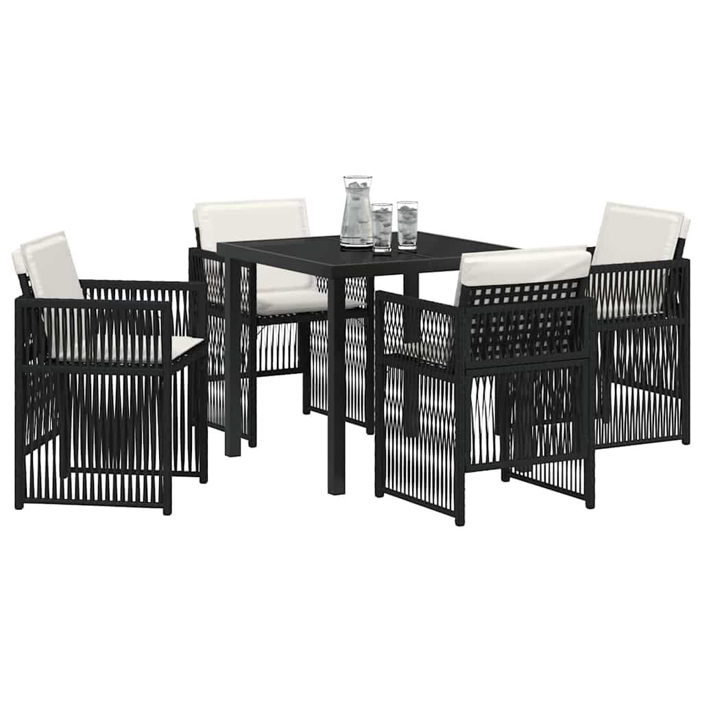 Garden Dining Set 5 pcs Black Powder-Coated Steel