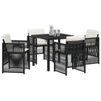 Garden Dining Set 5 pcs Black Powder-Coated Steel