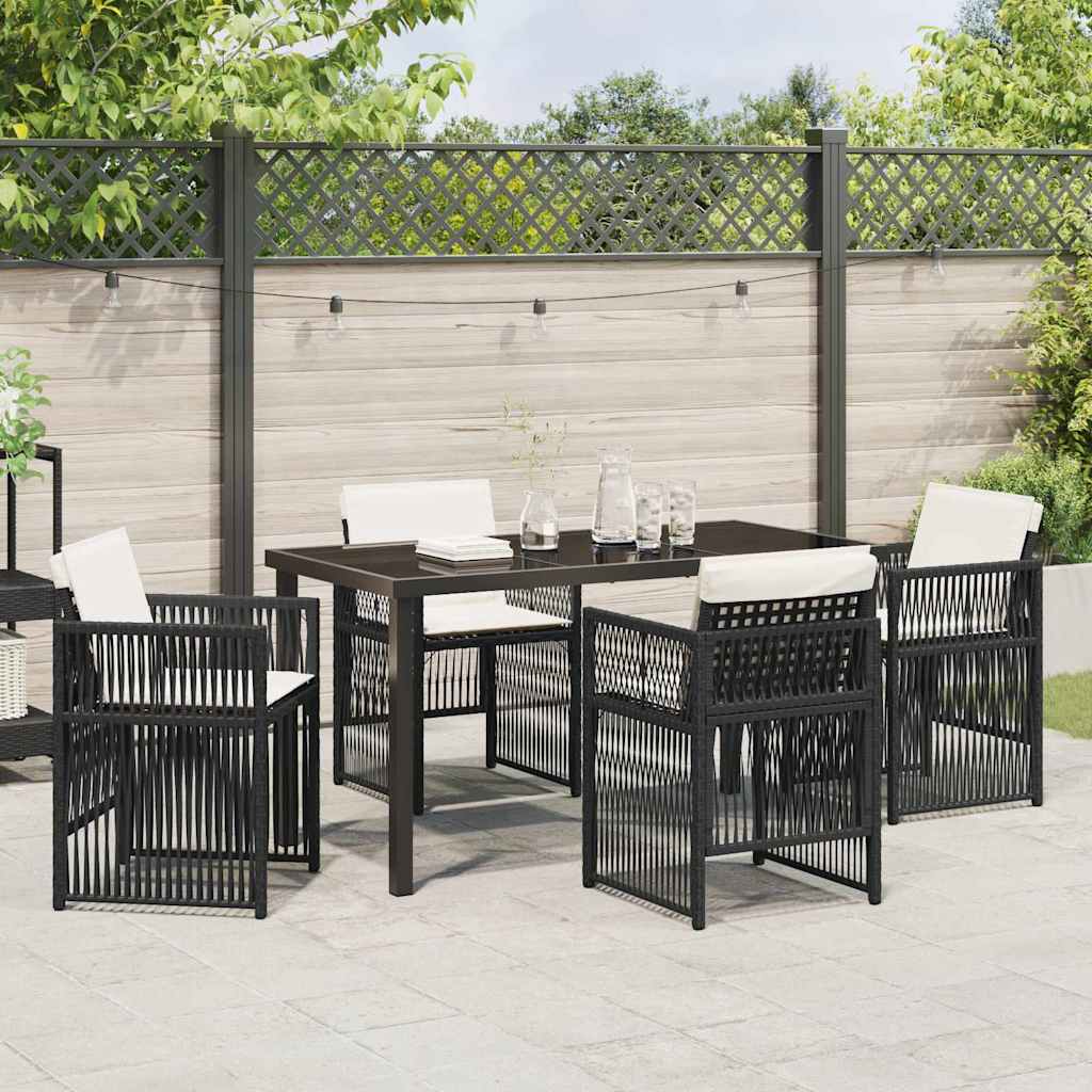 Garden Dining Set 5 pcs Black Powder-Coated Steel