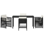 Garden Dining Set 5 pcs Black Powder-Coated Steel