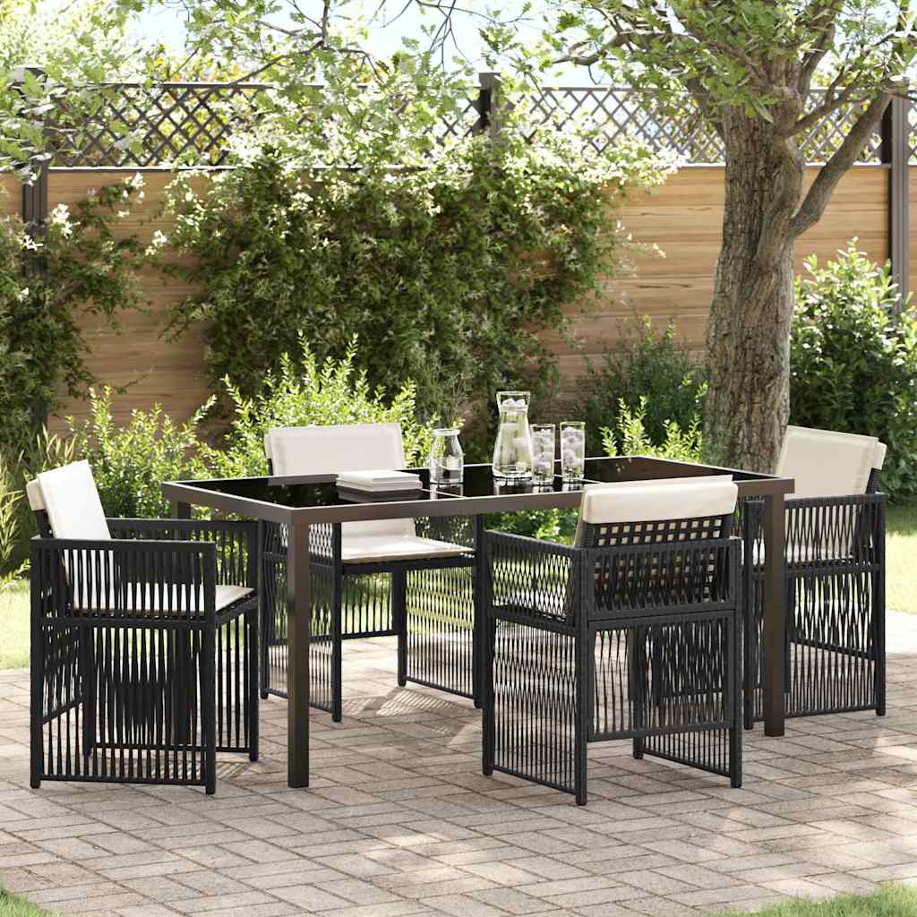 Garden Dining Set 5 pcs Black Powder-Coated Steel