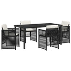 Garden Dining Set 5 pcs Black Powder-Coated Steel