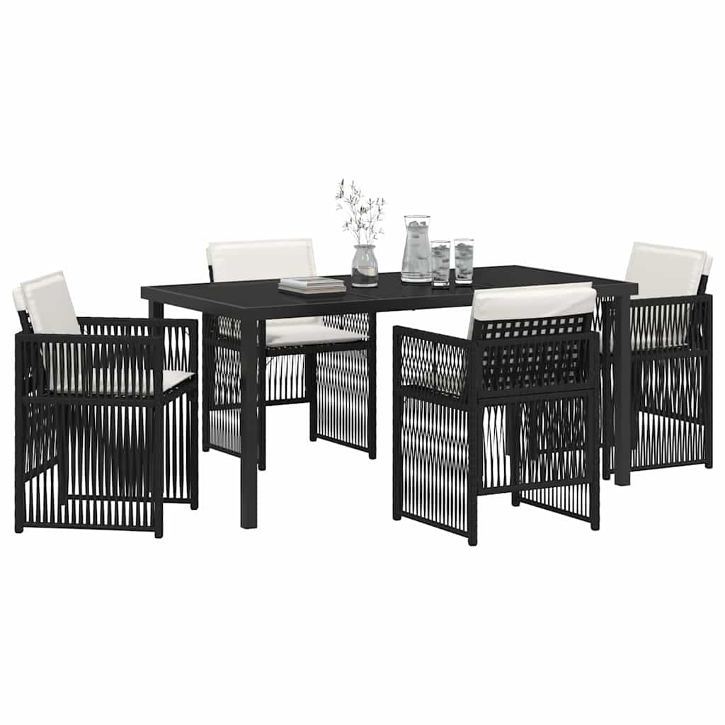 Garden Dining Set 5 pcs Black Powder-Coated Steel