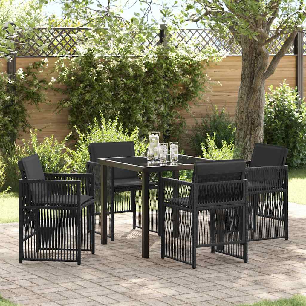 Garden Dining Set 5 pcs Black Powder-Coated Steel