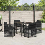 Garden Dining Set 5 pcs Black Powder-Coated Steel