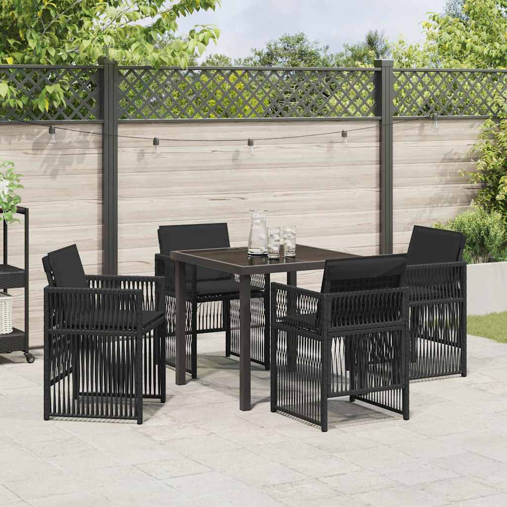 Garden Dining Set 5 pcs Black Powder-Coated Steel