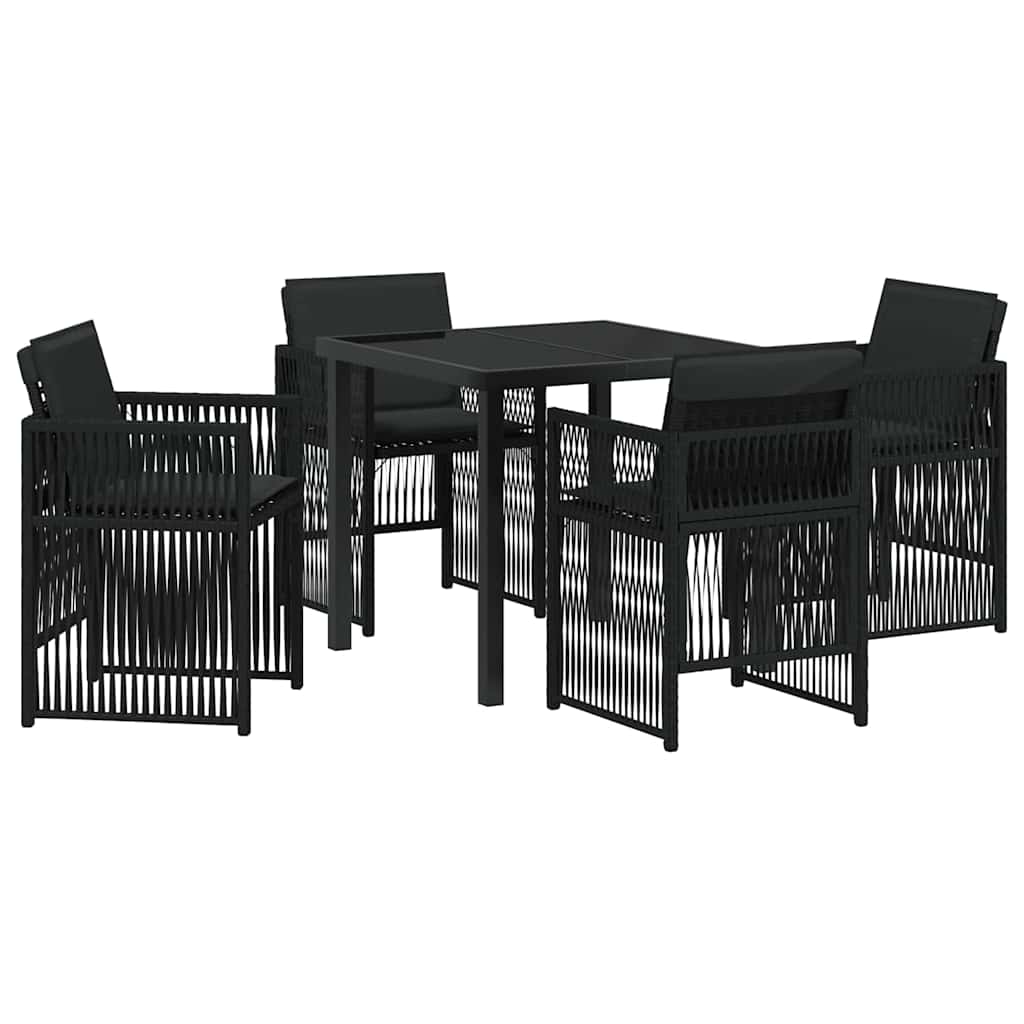 Garden Dining Set 5 pcs Black Powder-Coated Steel