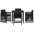 Garden Dining Set 5 pcs Black Powder-Coated Steel