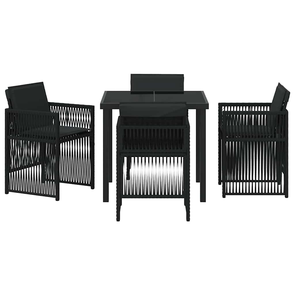 Garden Dining Set 5 pcs Black Powder-Coated Steel