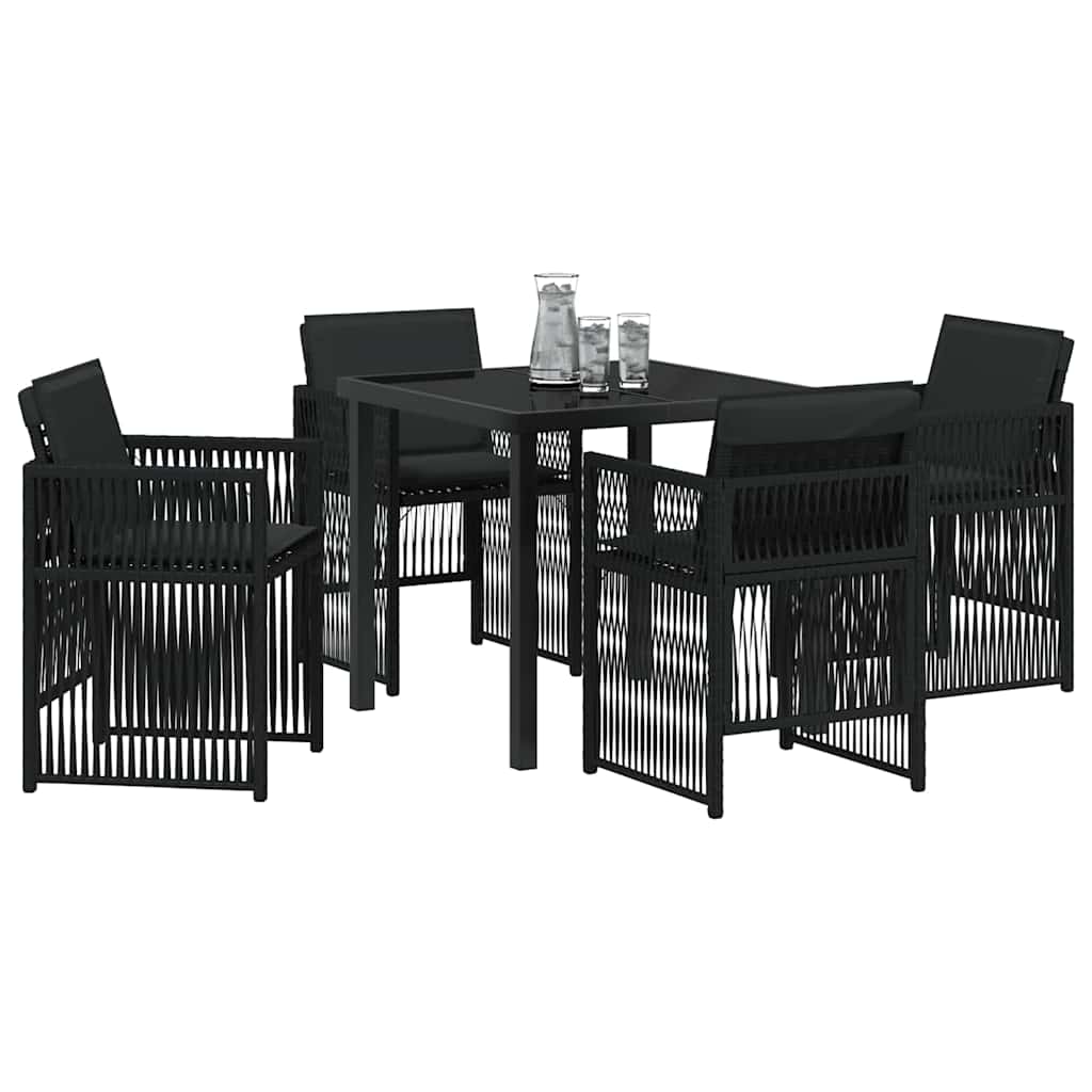 Garden Dining Set 5 pcs Black Powder-Coated Steel
