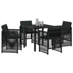 Garden Dining Set 5 pcs Black Powder-Coated Steel