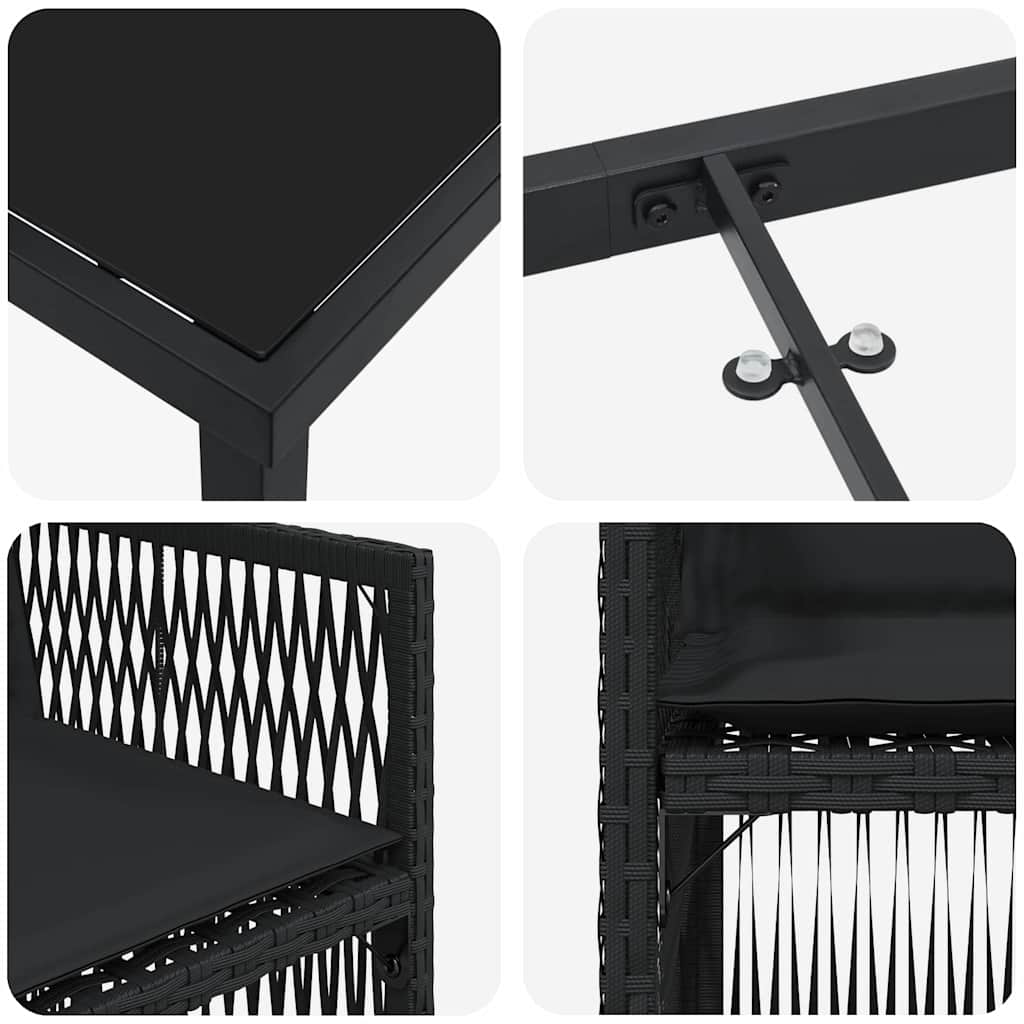 Garden Dining Set 5 pcs Black Powder-Coated Steel