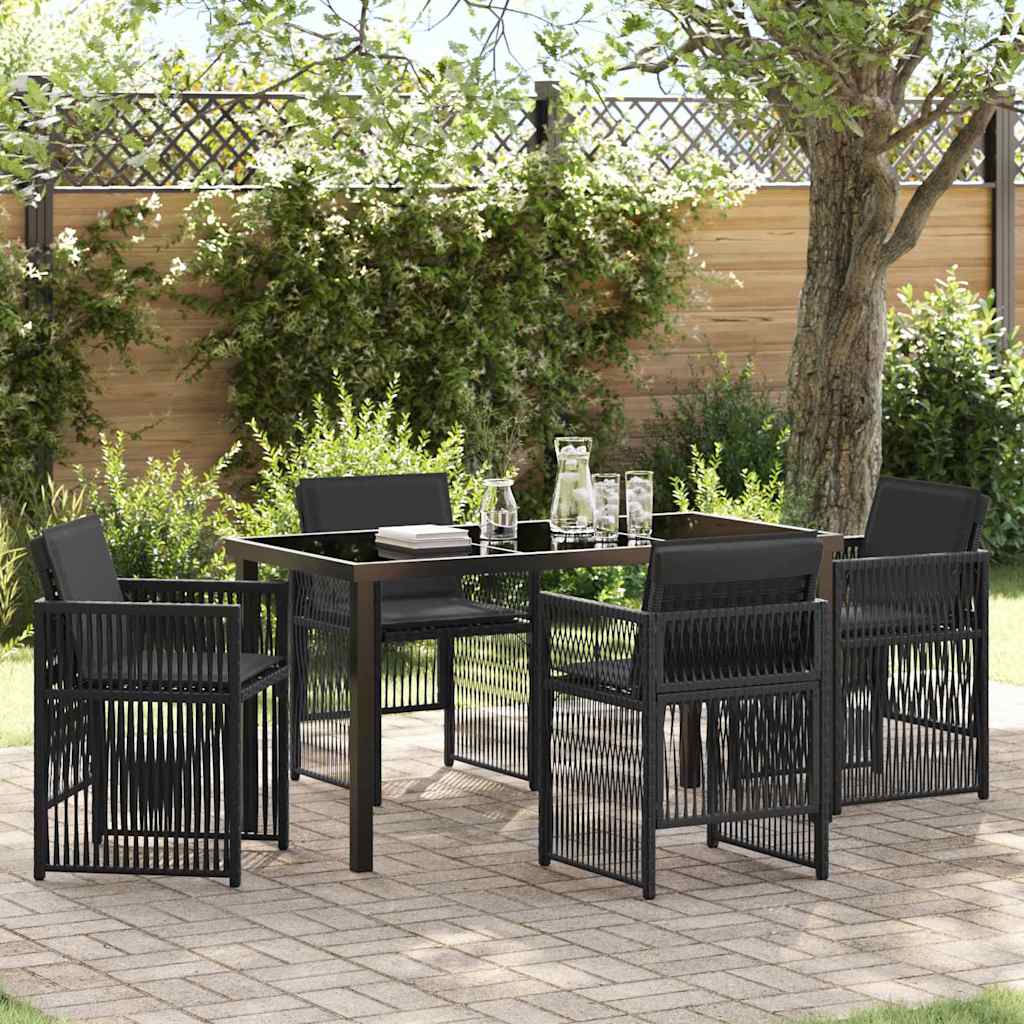 Garden Dining Set 5 pcs Black Powder-Coated Steel