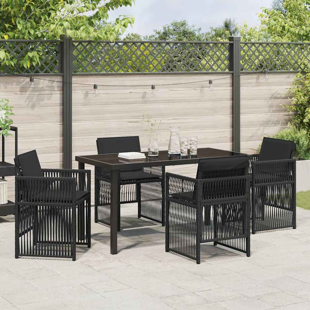 Garden Dining Set 5 pcs Black Powder-Coated Steel