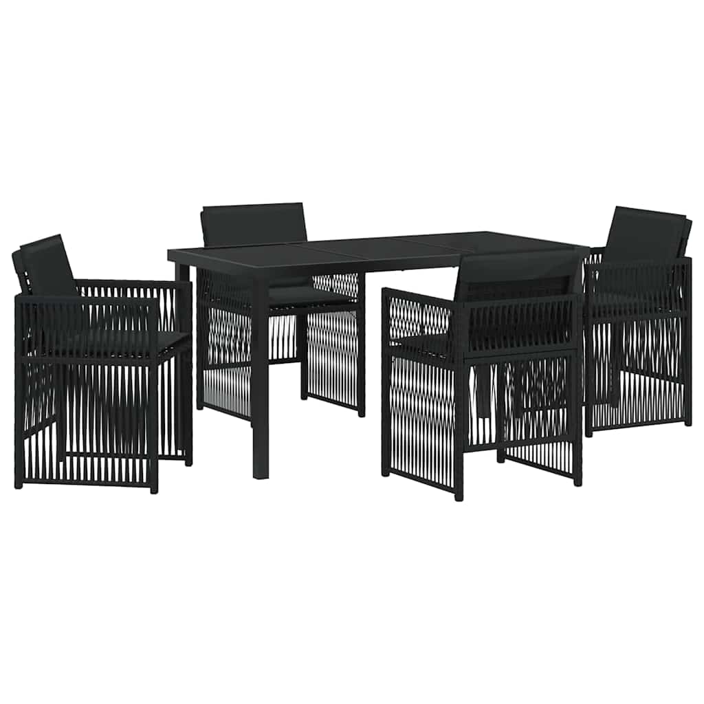 Garden Dining Set 5 pcs Black Powder-Coated Steel