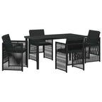 Garden Dining Set 5 pcs Black Powder-Coated Steel