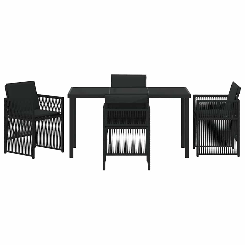 Garden Dining Set 5 pcs Black Powder-Coated Steel