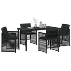 Garden Dining Set 5 pcs Black Powder-Coated Steel