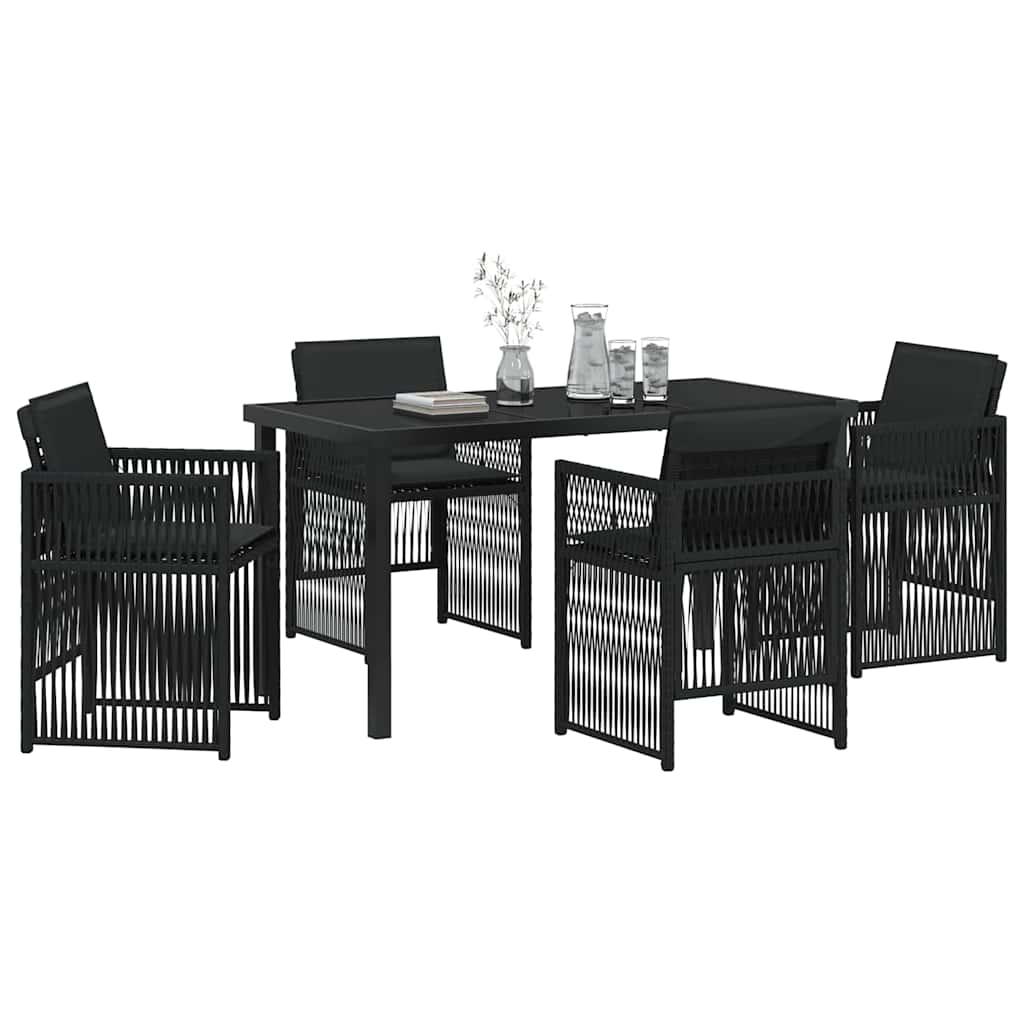 Garden Dining Set 5 pcs Black Powder-Coated Steel