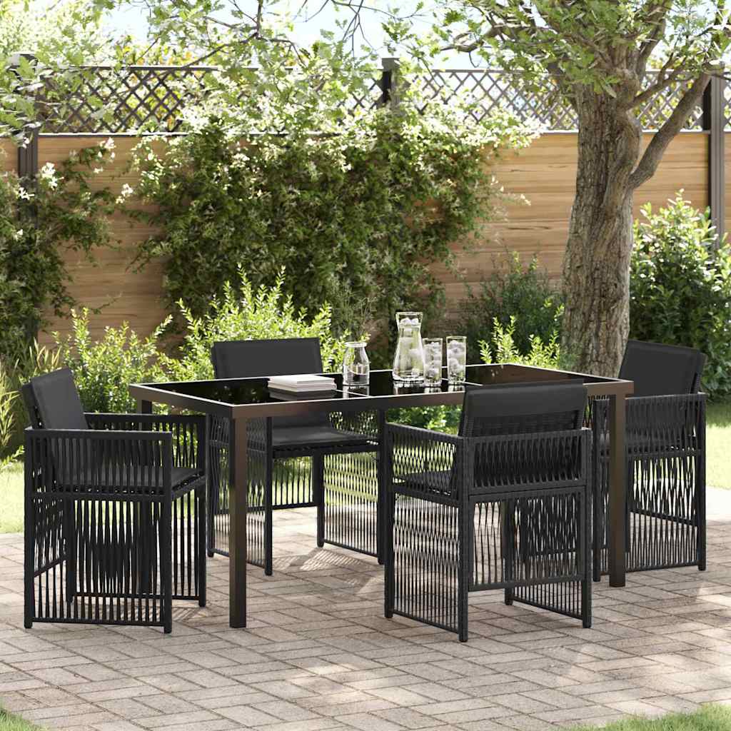 Garden Dining Set 5 pcs Black Powder-Coated Steel