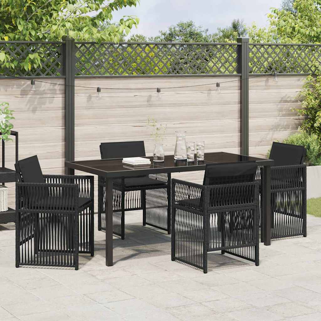 Garden Dining Set 5 pcs Black Powder-Coated Steel