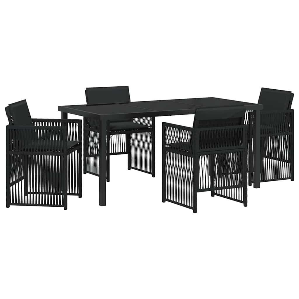 Garden Dining Set 5 pcs Black Powder-Coated Steel