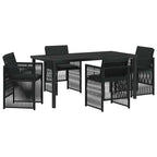 Garden Dining Set 5 pcs Black Powder-Coated Steel