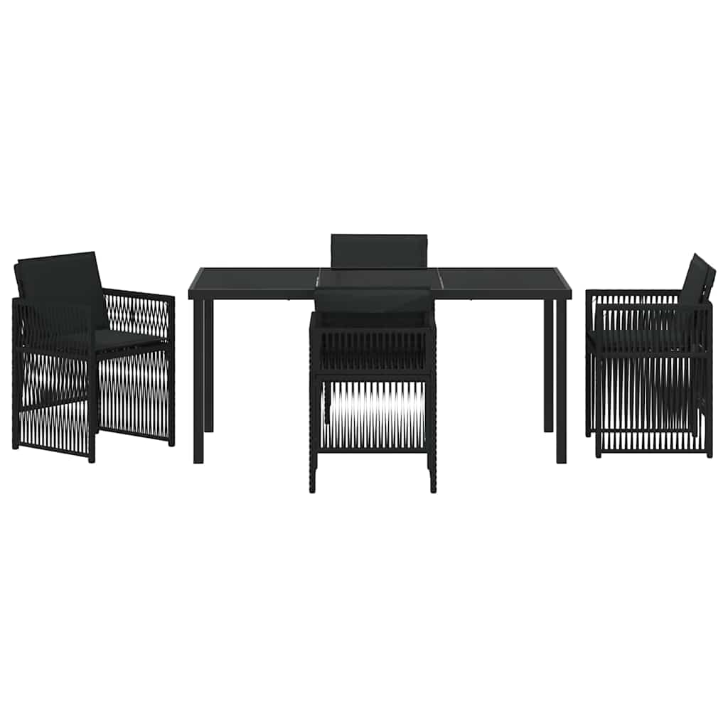 Garden Dining Set 5 pcs Black Powder-Coated Steel