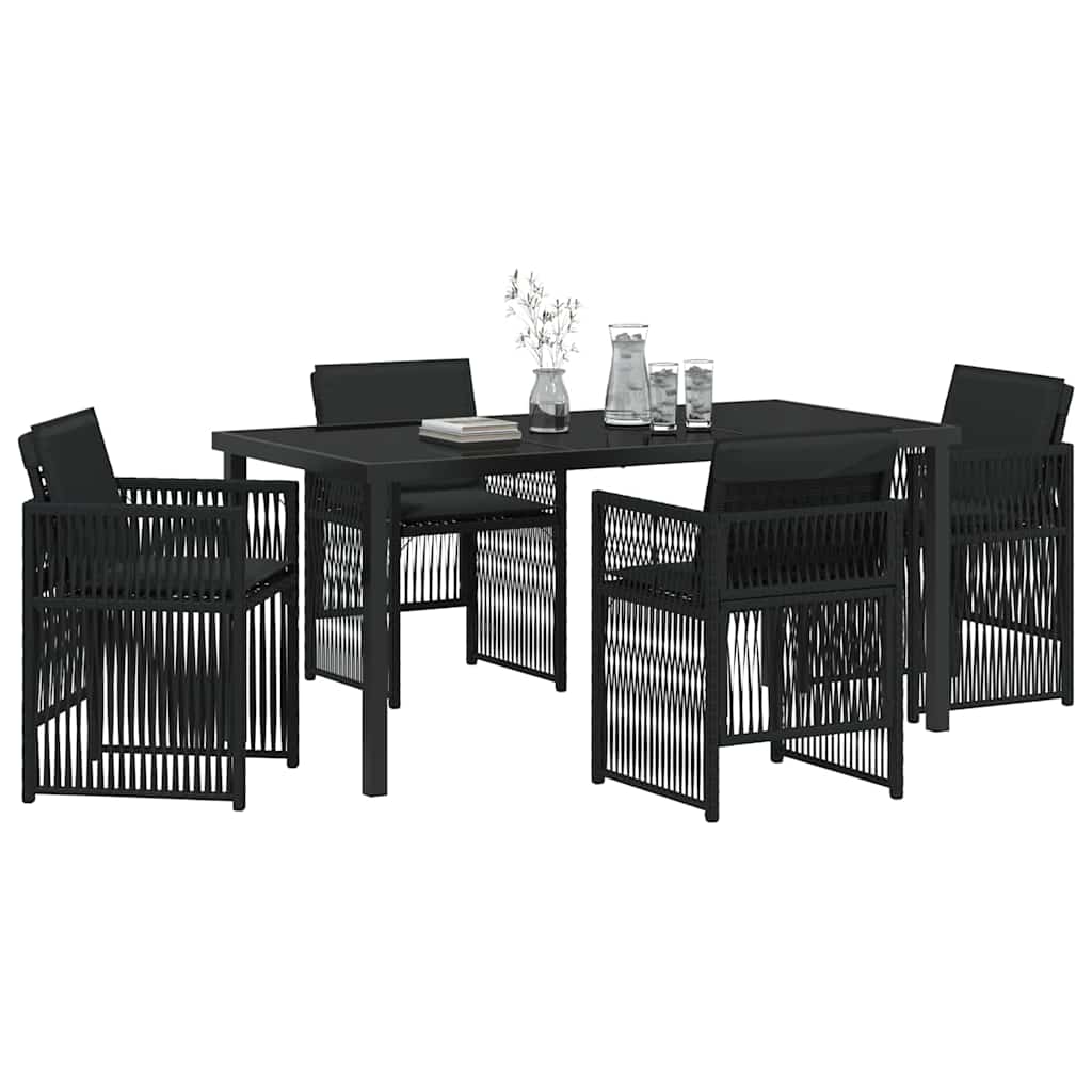 Garden Dining Set 5 pcs Black Powder-Coated Steel