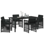 Garden Dining Set 5 pcs Black Powder-Coated Steel
