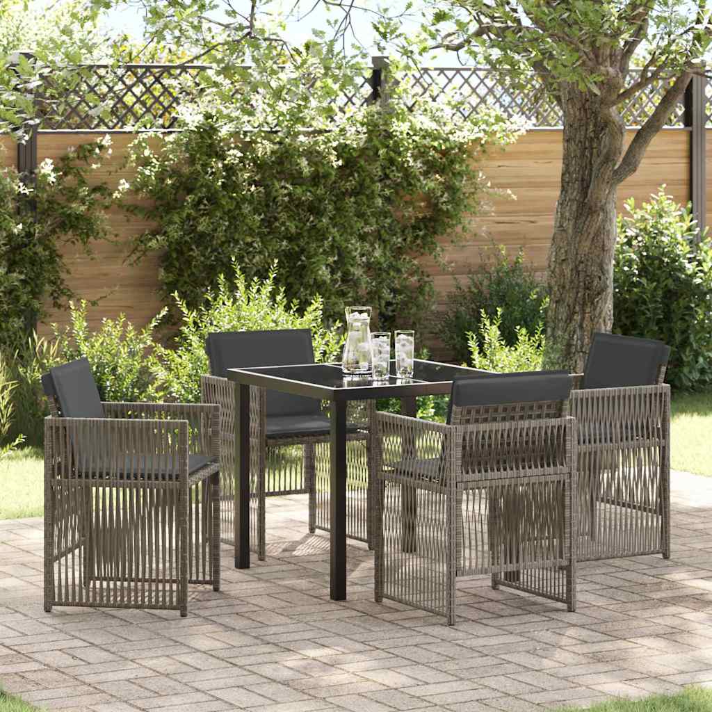 Garden Dining Set 5 pcs Grey Powder-Coated Steel