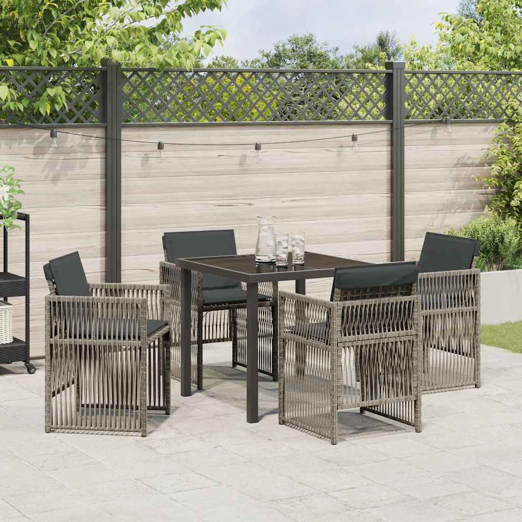 Garden Dining Set 5 pcs Grey Powder-Coated Steel
