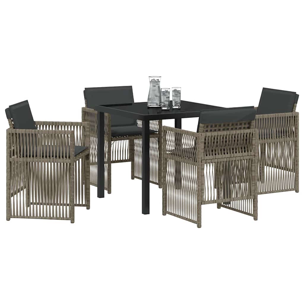 Garden Dining Set 5 pcs Grey Powder-Coated Steel