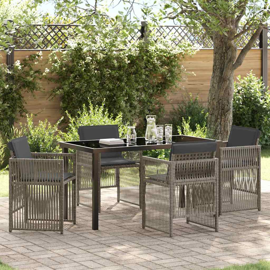 Garden Dining Set 5 pcs Grey Powder-Coated Steel