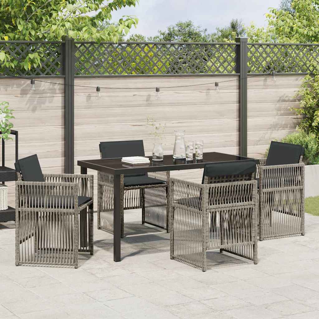 Garden Dining Set 5 pcs Grey Powder-Coated Steel