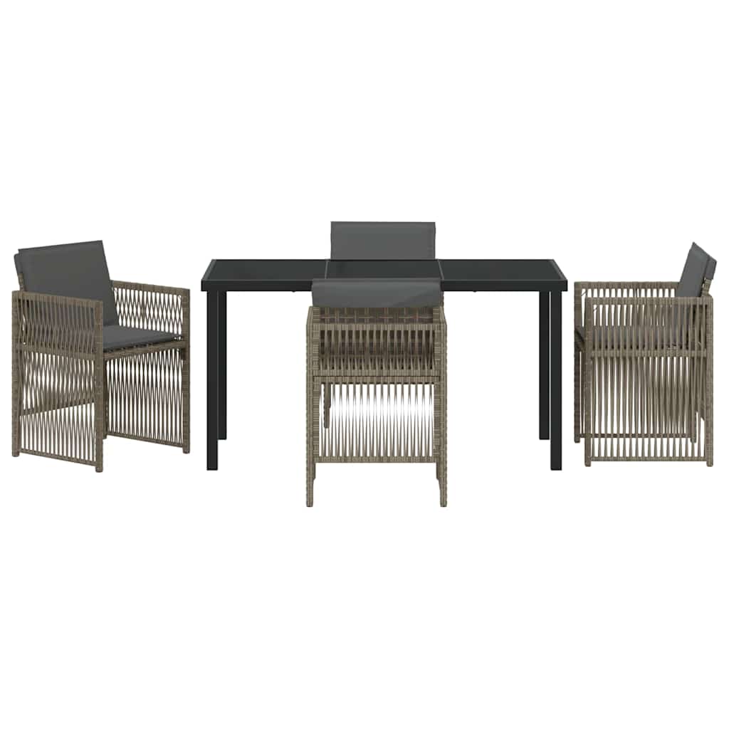 Garden Dining Set 5 pcs Grey Powder-Coated Steel