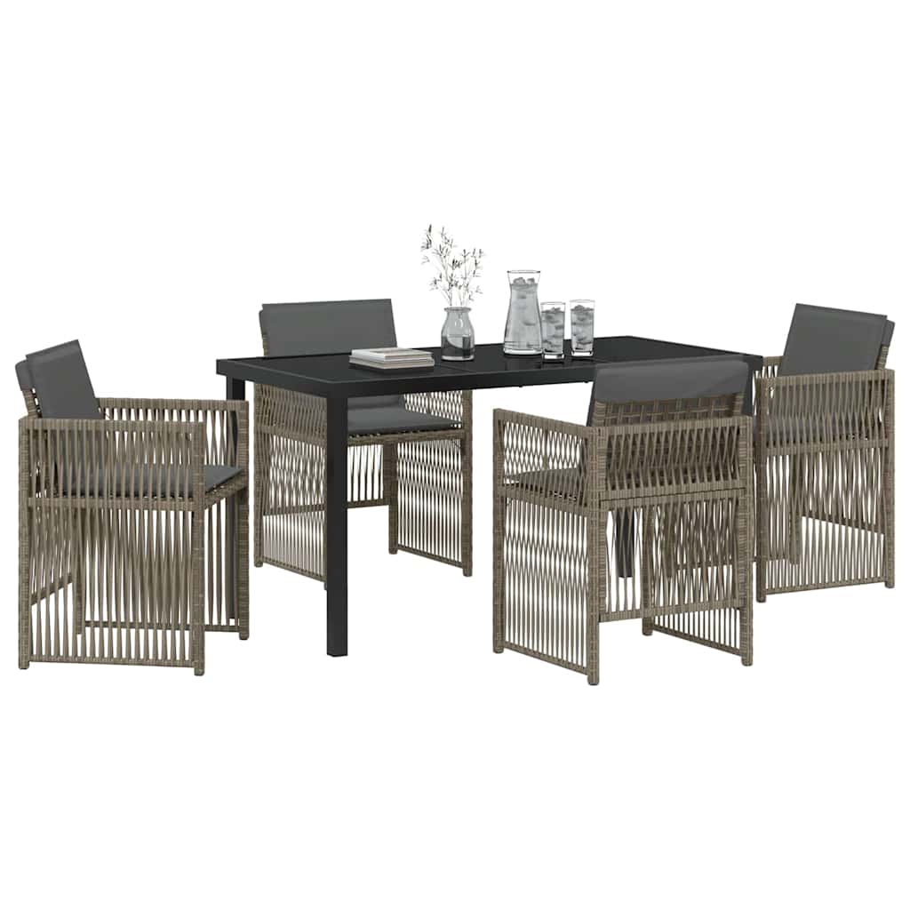 Garden Dining Set 5 pcs Grey Powder-Coated Steel