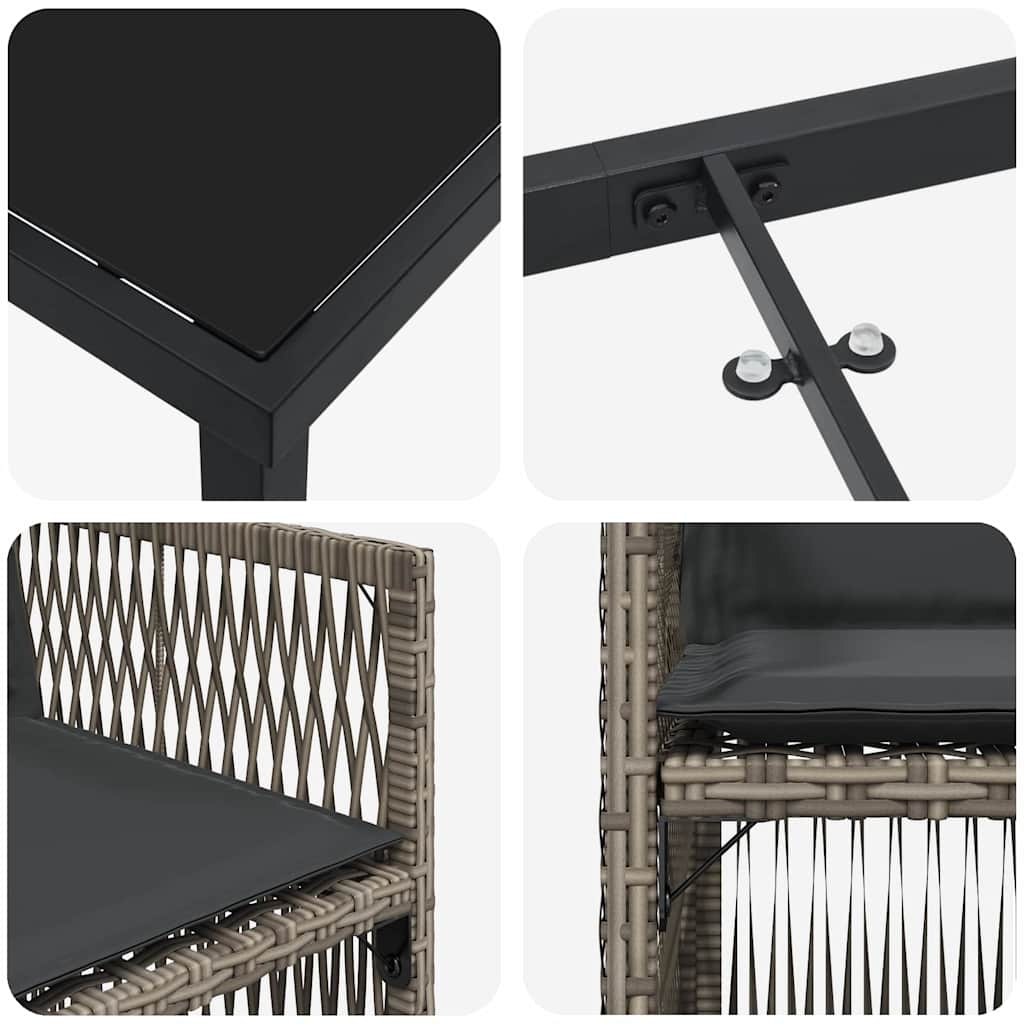 Garden Dining Set 5 pcs Grey Powder-Coated Steel