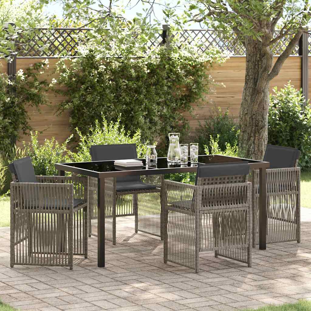 Garden Dining Set 5 pcs Grey Powder-Coated Steel