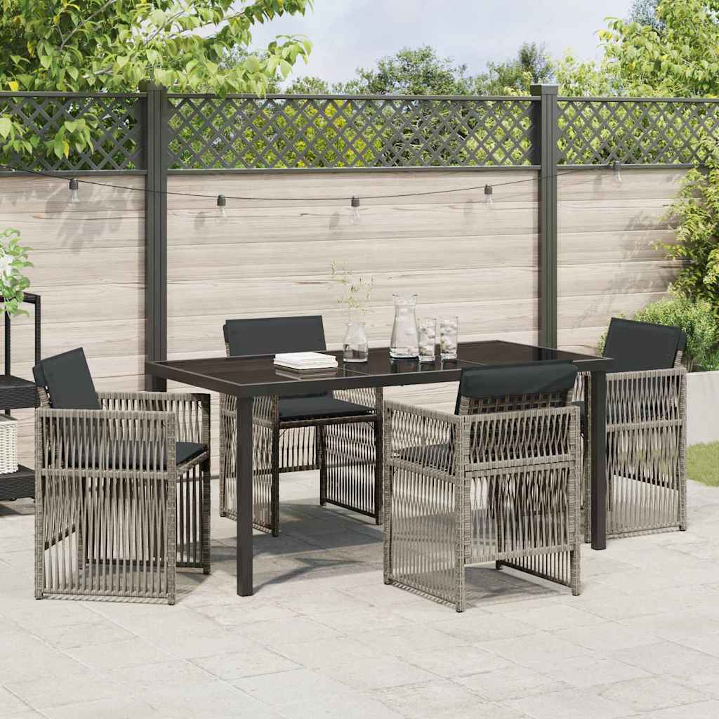 Garden Dining Set 5 pcs Grey Powder-Coated Steel