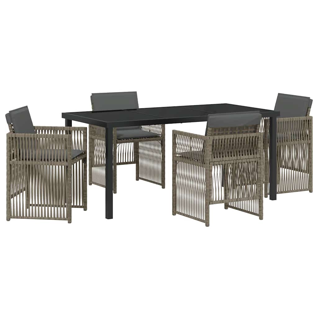 Garden Dining Set 5 pcs Grey Powder-Coated Steel