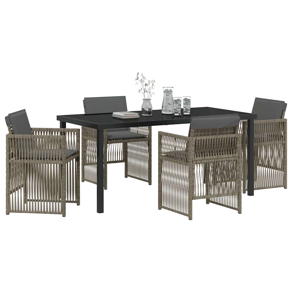 Garden Dining Set 5 pcs Grey Powder-Coated Steel
