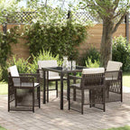 Garden Dining Set 5 pcs Brown Powder-Coated Steel